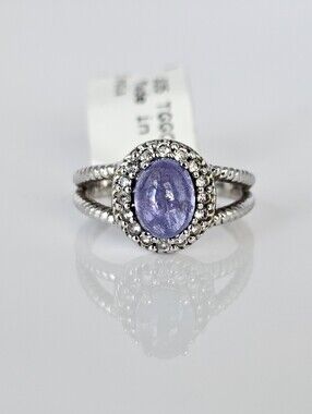 Genuine Tanzanite & White Topaz Sterling Silver Ring Sz 7! NWT